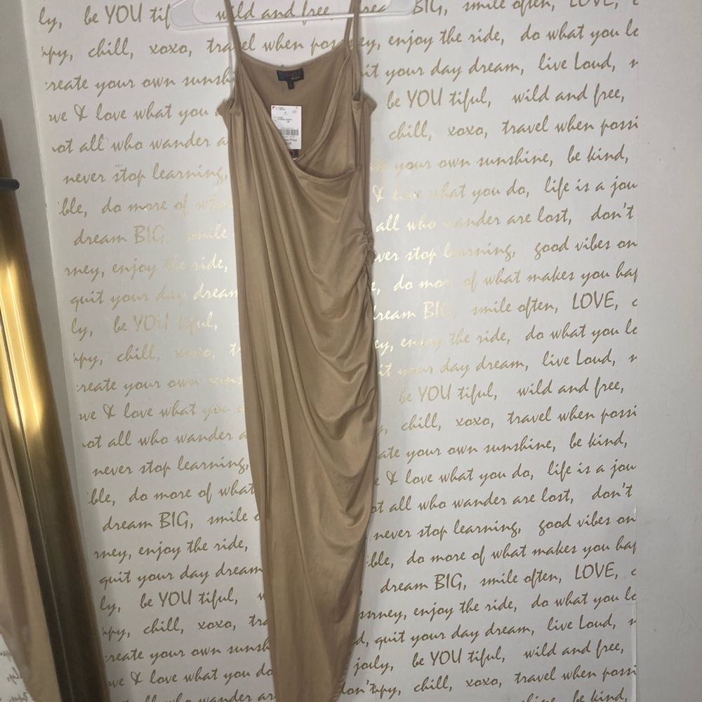 Khaki spaghetti dress